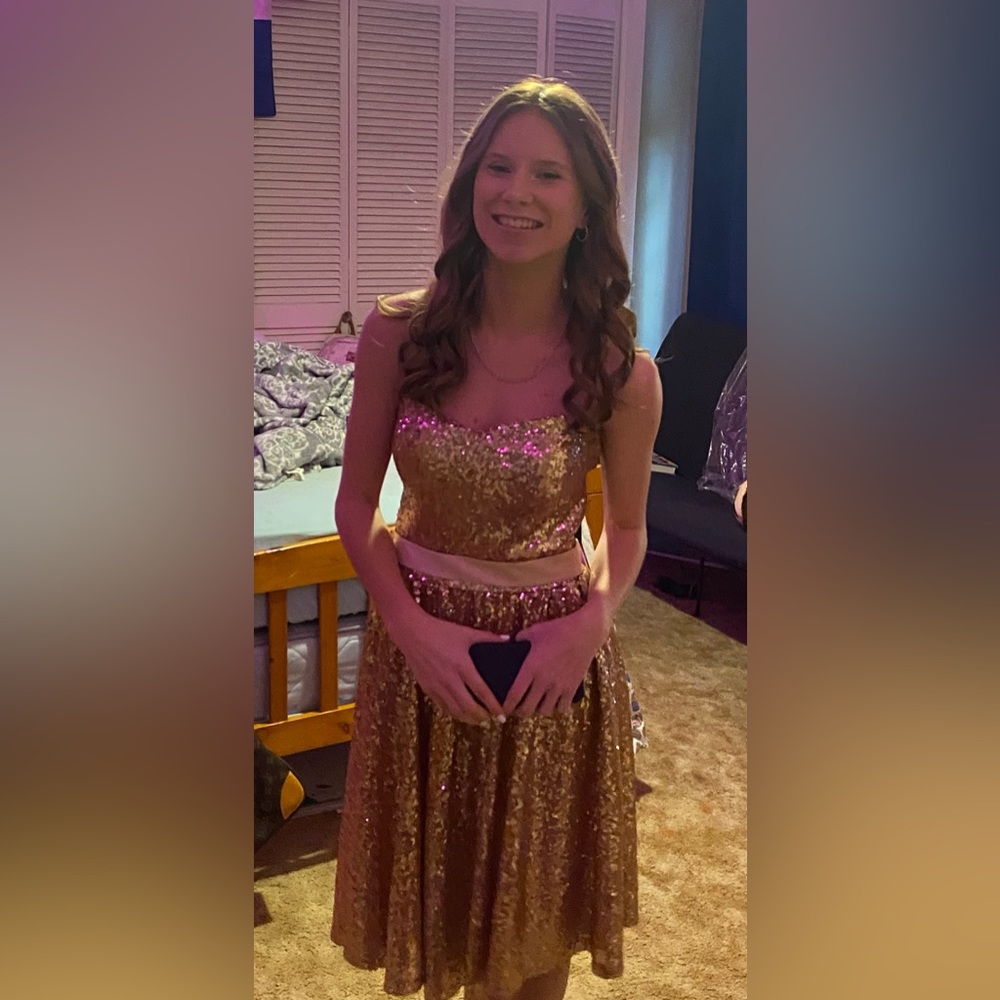 Gold Sequin Dress/Homecoming dress/Prom dress